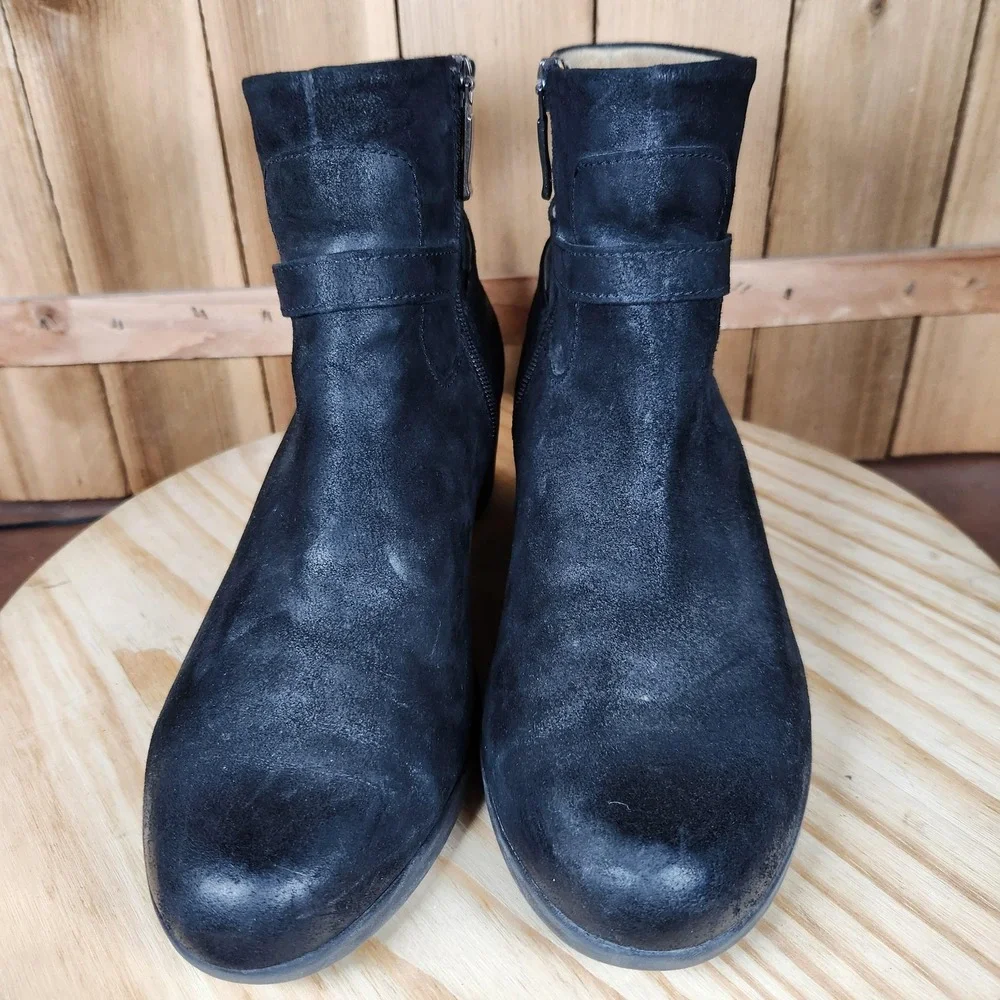 Dansko Cagney Boots‎ Womens 10.5 41 EU Black Leather Ankle Zip Buckle Booties